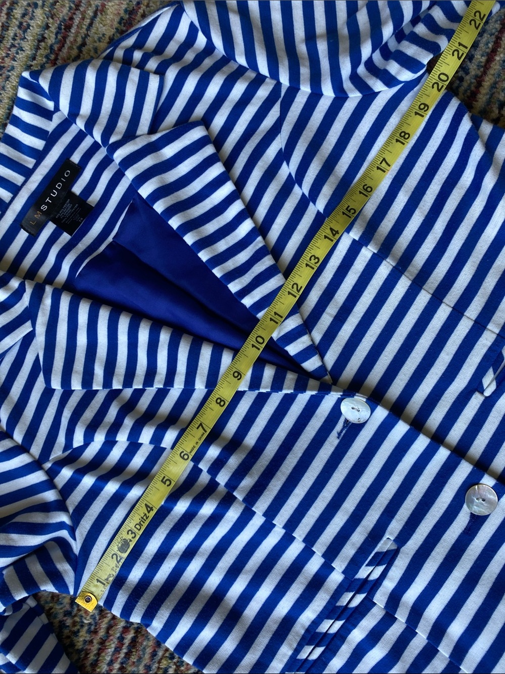 LM STUDIO Blue & White Striped Knit Jacket - Picture 6 of 12